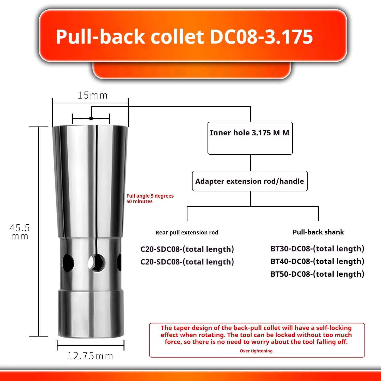 6026 Pull Back Collet DC4 DC6 DC8 DC12 Pull Back Collet Spring Collet Taiwan High Precision Latch Shandong Denso Pricision Tools Co.,Ltd.
